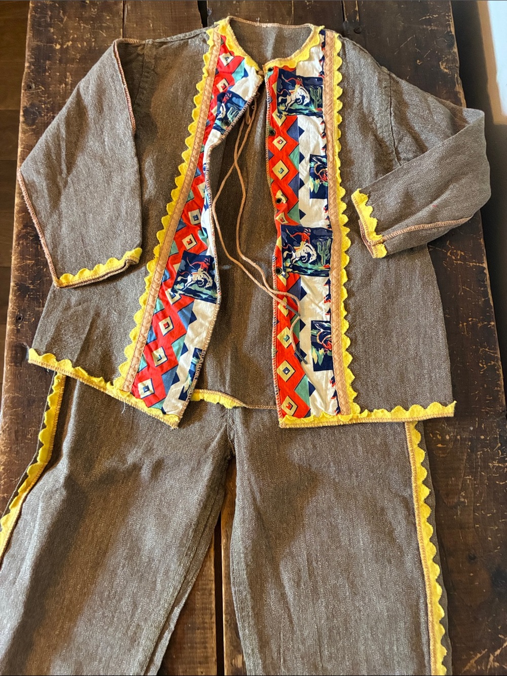 Vintage Western Kids Cowboy Indian costume pants and jacket set